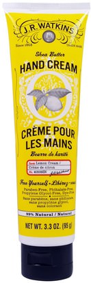 J R Watkins, Shea Butter Hand Cream, Lemon Cream, 3.3 oz (95 g) ,حمام، الجمال، كريمات اليد