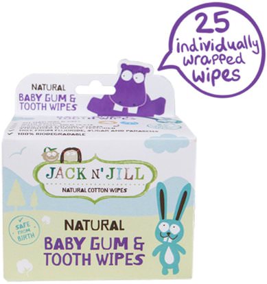 Jack n Jill, Natural Baby Gum & Tooth Wipes, 25 Individually Wrapped Wipes ,صحة الطفل، ورعاية الطفل عن طريق الفم