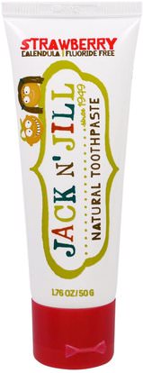Jack n Jill, Natural Toothpaste, Strawberry, 1.76 oz (50 g) ,حمام، الجمال، معجون الأسنان، والأطفال ومعجون الأسنان الطفل