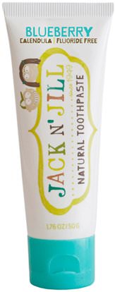 Jack n Jill, Natural Toothpaste, with Certified Organic Blueberry, 1.76 oz (50 g) ,حمام، الجمال، معجون الأسنان، والأطفال ومعجون الأسنان الطفل