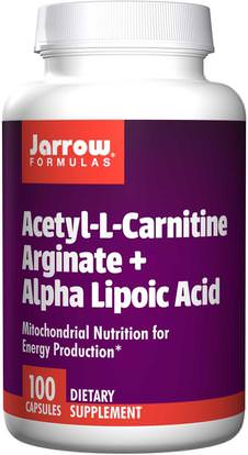 Jarrow Formulas, Acetyl L-Carnitine Arginate + Alpha Lipoic Acid, 100 Capsules ,المكملات الغذائية، والأحماض الأمينية، ل كارنيتين، أسيتيل كارنيتيني أرغينيت، أسيتيل ل كارنيتين + ألفا حمض ليبويك