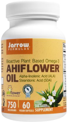 Jarrow Formulas, Ahiflower Oil, 60 Veggie Softgels ,المكملات الغذائية، ايفا اوميجا 3 6 9 (إيبا دا)