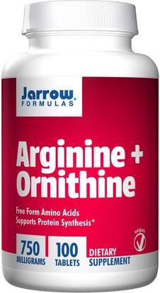 Jarrow Formulas, Arginine + Ornithine, 750 mg, 100 Tablets ,المكملات الغذائية، والأحماض الأمينية، ل أرجينين، ل أرجينين + ل أورنيثين
