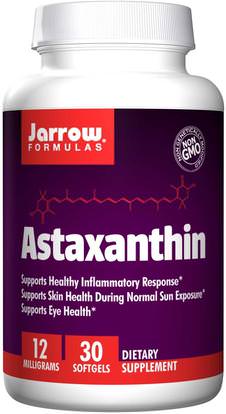 Jarrow Formulas, Astaxanthin, 12 mg, 30 Softgels ,المكملات الغذائية، مضادات الأكسدة، أستازانتين