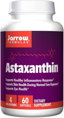Jarrow Formulas, Astaxanthin, 4 mg, 60 Softgels ,المكملات الغذائية، مضادات الأكسدة، أستازانتين