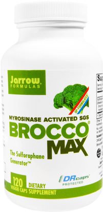 Jarrow Formulas, BroccoMax, Myrosinase Activated, 120 Veggie Caps ,المكملات الغذائية، البروكلي الصليبي، مستخلص القرنبيط سولفورفان