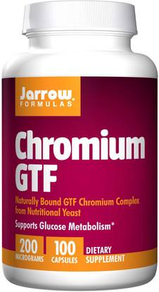 Jarrow Formulas, Chromium GTF, 200 mcg, 100 Capsules ,والملاحق، والمعادن، والكروم غت (عامل تحمل الجلوكوز)