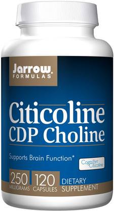 Jarrow Formulas, Citicoline, CDP Choline, 250 mg, 120 Capsules ,الفيتامينات، الكولين، سدب الكولين (سيتي كولين)، كوغنيزين سيتيكولين