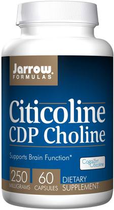 Jarrow Formulas, Citicoline, CDP Choline, 250 mg, 60 Capsules ,الفيتامينات، الكولين، سدب الكولين (سيتي كولين)، كوغنيزين سيتيكولين
