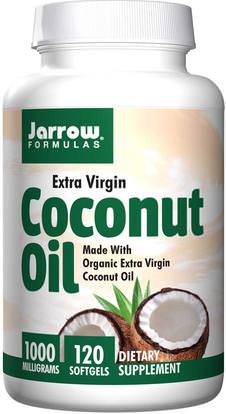 Jarrow Formulas, Coconut Oil, Extra Virgin, 1000 mg, 120 Softgels ,الغذاء، زيت جوز الهند، سوفتغيلس زيت جوز الهند