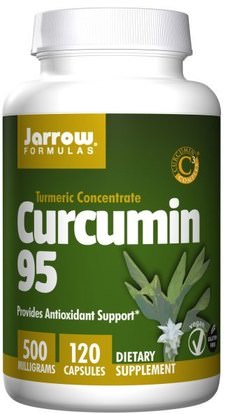 Jarrow Formulas, Curcumin 95, 500 mg, 120 Veggie Caps ,المكملات الغذائية، مضادات الأكسدة، الكركمين