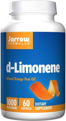 Jarrow Formulas, d-Limonene, 1000 mg, 60 Softgels ,والمكملات الغذائية، د- الليمونين استخراج قشر البرتقال، حرقة و جيرد، حرقة