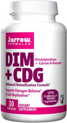 Jarrow Formulas, DIM + CDG, Enhanced Detoxification Formula, 30 Veggie Caps ,الصحة، السموم، المكملات الغذائية، ديندوليلميثان (خافت)