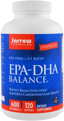 Jarrow Formulas, EPA-DHA Balance, 120 Softgels ,المكملات الغذائية، إيفا أوميجا 3 6 9 (إيبا دا)، دا، إيبا، فيش أويل