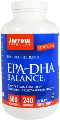 Jarrow Formulas, EPA-DHA Balance, 240 Softgels ,المكملات الغذائية، إيفا أوميجا 3 6 9 (إيبا دا)، دا، إيبا، فيش أويل