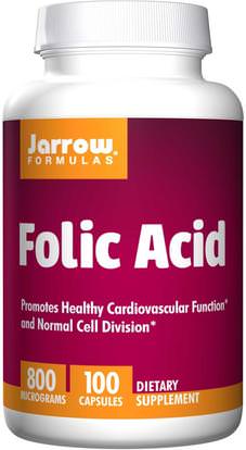 Jarrow Formulas, Folic Acid, 800 mcg, 100 Capsules ,الفيتامينات، حمض الفوليك
