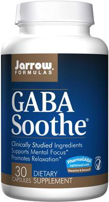Jarrow Formulas, GABA Soothe, 30 Veggie Caps ,المكملات الغذائية، غابا (حمض غاما أمينوبوتيريك)، فارما غابا