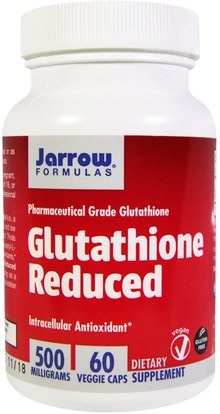 Jarrow Formulas, Glutathione Reduced, 500 mg, 60 Veggie Caps ,المكملات الغذائية، ل الجلوتاثيون