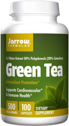 Jarrow Formulas, Green Tea, 500 mg, 100 Veggie Caps ,المكملات الغذائية، مضادات الأكسدة، الشاي الأخضر