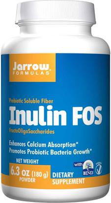 Jarrow Formulas, Inulin FOS, Powder, 6.3 oz (180 g) ,المكملات الغذائية، الألياف، الإينولين، البروبيوتيك