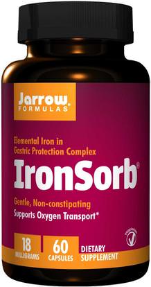 Jarrow Formulas, IronSorb, 18 mg, 60 Veggie Caps ,المكملات الغذائية، والمعادن، والحديد