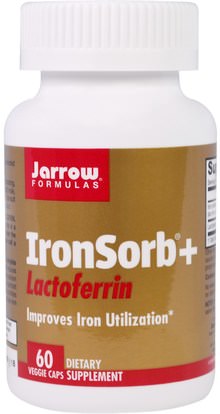 Jarrow Formulas, Ironsorb+Lactoferrin, 60 Veggie Caps ,المكملات الغذائية، اللاكتوفيرين، المعادن، الحديد