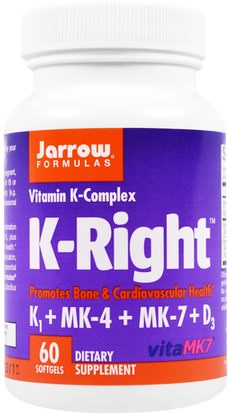 Jarrow Formulas, K-Right, 60 Softgels ,الفيتامينات، فيتامين k، العظام، هشاشة العظام