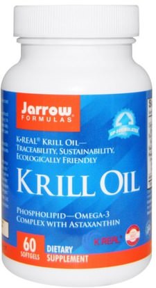 Jarrow Formulas, Krill Oil, 60 Softgels ,المكملات الغذائية، إيفا أوميجا 3 6 9 (إيبا دا)، زيت الكريل
