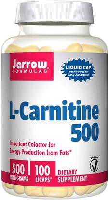 Jarrow Formulas, L-Carnitine, 500 mg, 100 Vegetarian Licaps ,المكملات الغذائية، والأحماض الأمينية، ل كارنيتين
