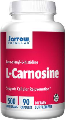 Jarrow Formulas, L-Carnosine, Beta-Alanyl-L-Histidine, 500 mg, 90 Capsules ,المكملات الغذائية، والأحماض الأمينية، ل كارنوزين، ل هيستيدين