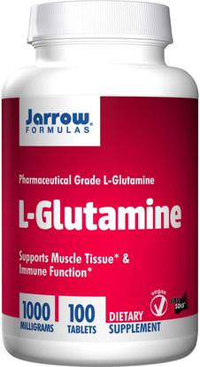 Jarrow Formulas, L-Glutamine, 1000 mg, 100 Tablets ,والمكملات، والأحماض الأمينية، ل الجلوتامين، وأقراص الجلوتامين ل