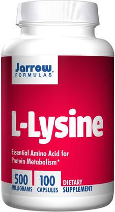 Jarrow Formulas, L-Lysine, 500 mg, 100 Capsules ,المكملات الغذائية، والأحماض الأمينية، ل يسين
