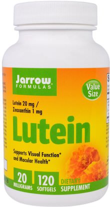 Jarrow Formulas, Lutein, 20 mg, 120 Softgels ,والمكملات الغذائية، ومضادات الأكسدة، اللوتين، والصحة، والعناية بالعين، والرعاية الرؤية