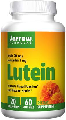 Jarrow Formulas, Lutein, 20 mg, 60 Softgels ,المكملات الغذائية، مضادات الأكسدة، اللوتين، الكاروتينات، زياكسانثين
