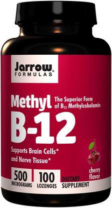 Jarrow Formulas, Methyl B-12, Cherry Flavor, 500 mcg, 100 Lozenges ,الفيتامينات، فيتامين b12، فيتامين b12 - ميثيلكوبالامين