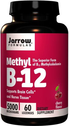 Jarrow Formulas, Methyl B-12, Cherry Flavor, 5000 mcg, 60 Lozenges ,الفيتامينات، فيتامين b12
