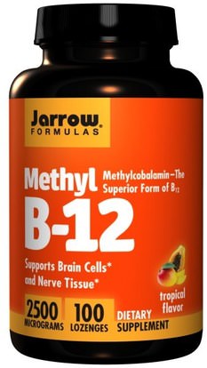 Jarrow Formulas, Methyl B-12, Tropical Flavor, 2500 mcg, 100 Lozenges ,الفيتامينات، وفيتامين ب، وفيتامين ب 12، وفيتامين ب 12 - سيانوكوبالامين