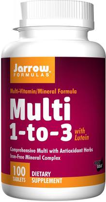 Jarrow Formulas, Multi 1-to-3, with Lutein, Iron-Free, 100 Tablets ,الفيتامينات، الفيتامينات