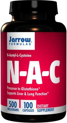 Jarrow Formulas, N-A-C, N-Acetyl-L-Cysteine, 500 mg, 100 Capsules ,المكملات الغذائية، والأحماض الأمينية، ناك (ن أستيل السيستين)