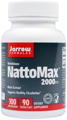 Jarrow Formulas, NattoMax 2000 FU, 100 mg, 90 Veggie Caps ,المكملات الغذائية، ناتوكيناس، الإنزيمات