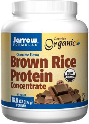 Jarrow Formulas, Organic, Brown Rice Protein Concentrate, Chocolate Flavor, Powder, 18.8 oz (532 g) ,المكملات الغذائية، البروتين، مسحوق بروتين الأرز