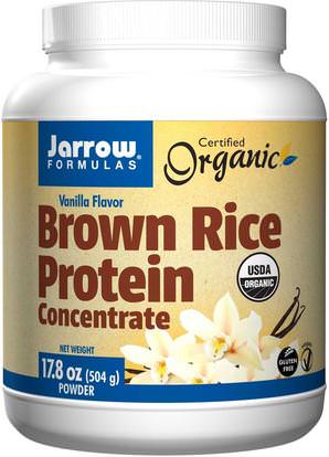 Jarrow Formulas, Organic Brown Rice Protein Concentrate, Vanilla Flavor, 17.8 oz (504 g) Powder ,المكملات الغذائية، البروتين، مسحوق بروتين الأرز، بروتين الأرز