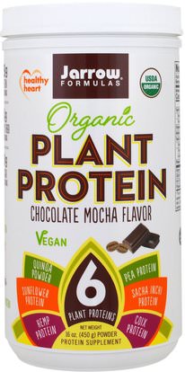 Jarrow Formulas, Organic Plant Protein, Chocolate Mocha Flavor, 16 oz (450 g) ,والمكملات الغذائية، والبروتين