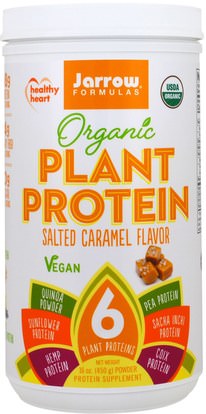 Jarrow Formulas, Organic Plant Protein, Salted Caramel Flavor, 16 oz (450 g) ,والمكملات الغذائية، والبروتين