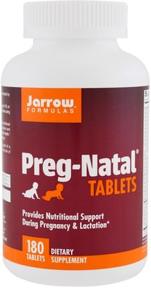 Jarrow Formulas, PregNatal Tablets, 180 Tablets ,المكملات الغذائية، إيفا أوميجا 3 6 9 (إيبا دا)، زيت السمك، الفيتامينات، الفيتامينات قبل الولادة