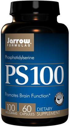 Jarrow Formulas, PS-100, Phosphatidylserine, 100 mg, 60 Capsules ,المكملات الغذائية، فوسفهاتيديلزير، اضطراب نقص الانتباه، إضافة، أدهد، الدماغ