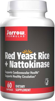Jarrow Formulas, Red Yeast Rice + Nattokinase, 60 Veggie Caps ,المكملات الغذائية، الأرز الخميرة الحمراء، ناتوكيناس