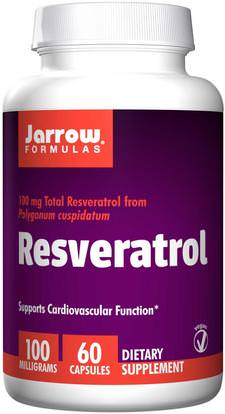 Jarrow Formulas, Resveratrol, 100 mg, 60 Veggie Caps ,المكملات الغذائية، ريسفيراترول