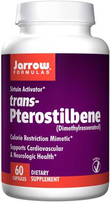 Jarrow Formulas, trans-Pterostilbene, 60 Veggie Caps ,المكملات الغذائية، ريسفيراترول، بتيروستيلبين