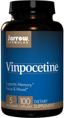 Jarrow Formulas, Vinpocetine, 5 mg, 100 Capsules ,الصحة، اضطراب نقص الانتباه، إضافة، أدهد، الدماغ، فينبوسيتين